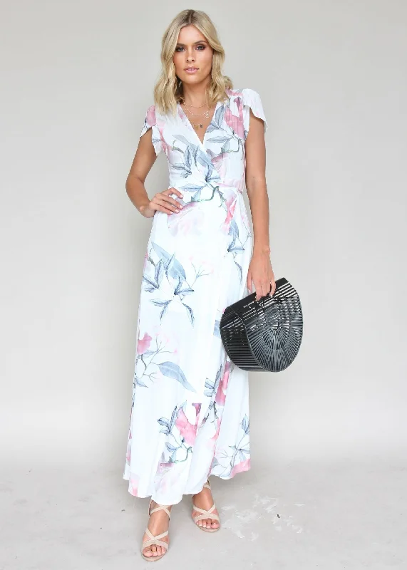 South Branch Maxi Wrap Dress - Pastel Tropical Cocktail maxi dresses