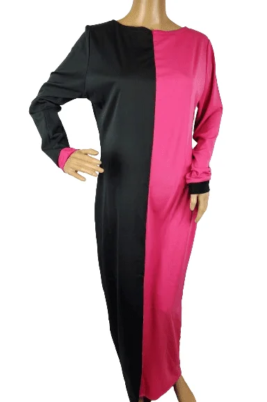 Unbranded women's black and pink maxi fitted dress size XL Street style maxi dresses