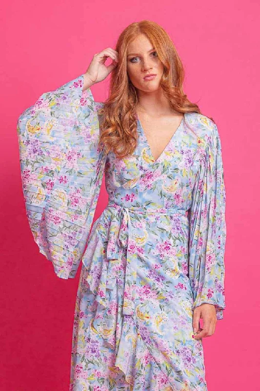 Daisy Wrap Dress Blue Floral Wrap floral dresses