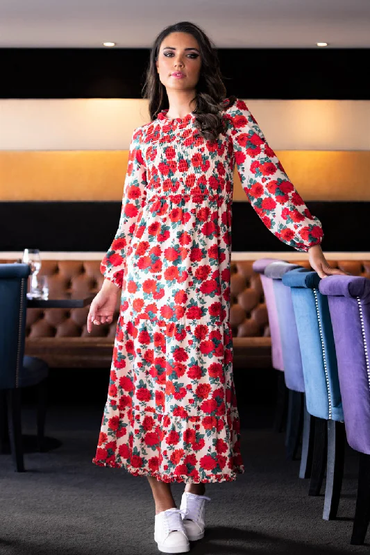 Dove Red Floral Dress A-line floral dresses