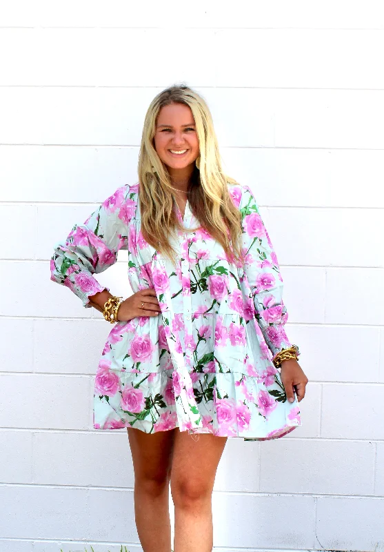 Floral long sleeve dress Beach floral dresses