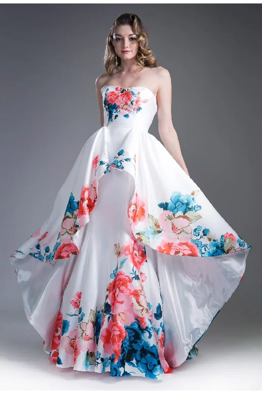 Floral Satin Ball Gown By Cinderella Divine -71375 Best floral dresses for elegant looks