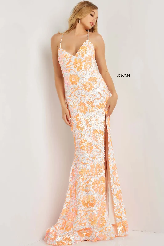 Sequin Floral Sheath Prom Dress By Jovani -08255 Best floral dresses for outdoor weddings