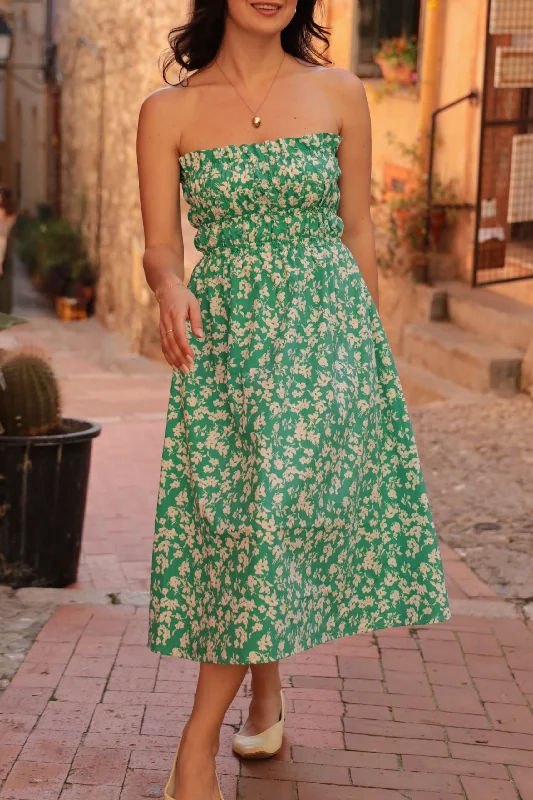 Sunny Strapless Shirred Summer Dress PDF Pattern Women's floral dresses