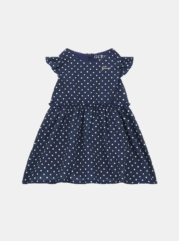 Blue Polka Dot Chiffon Dress (2-7) Pastel unclassified dresses