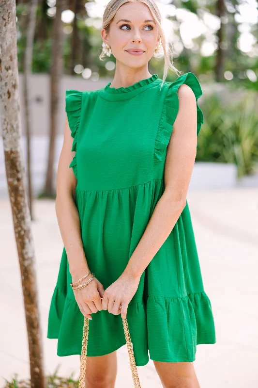 Call It Even Kelly Green Ruffled Dress Sleeveless unclassified dresses