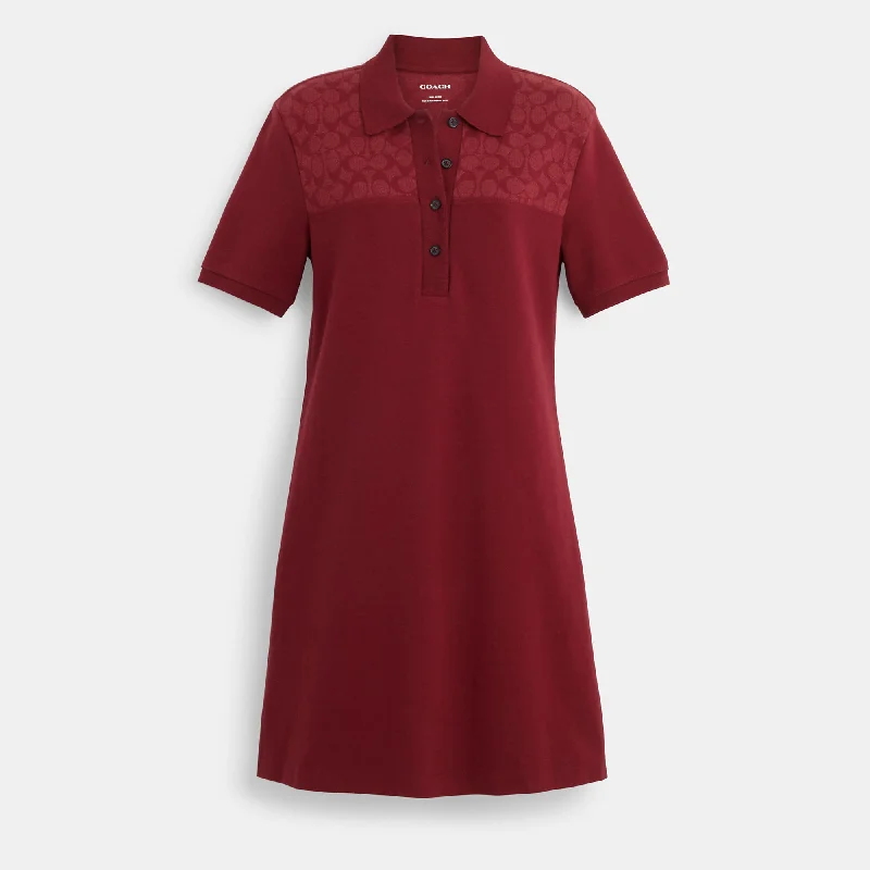 Coach Outlet Signature Knit Jacquard Polo Dress Beaded unclassified dresses