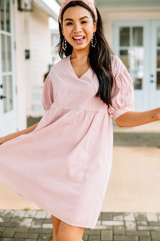 Do Yourself A Favor Blush Pink Babydoll Dress Bold pattern unclassified dresses