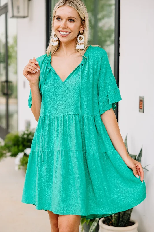 Dream A Little Dream Emerald Green Linen Dress Elegant evening unclassified dresses