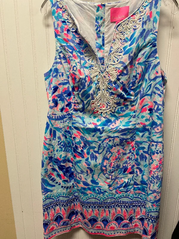 Dress Designer By Lilly Pulitzer In Blue & Pink, Size: Xl Open-back unclassified dresses