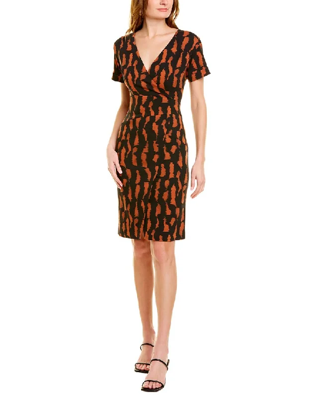 Etro V-Neck Wool Sheath Dress Earthy tone unclassified dresses