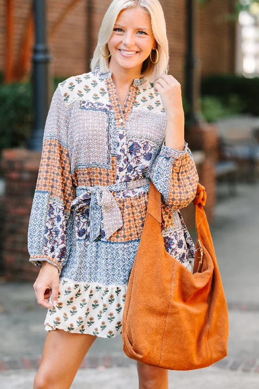 Get What You Love Rust Orange Mixed Print Dress Y2K unclassified dresses