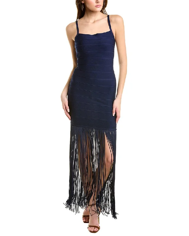 Hervé Léger Banded Fringe Gown Beach unclassified dresses