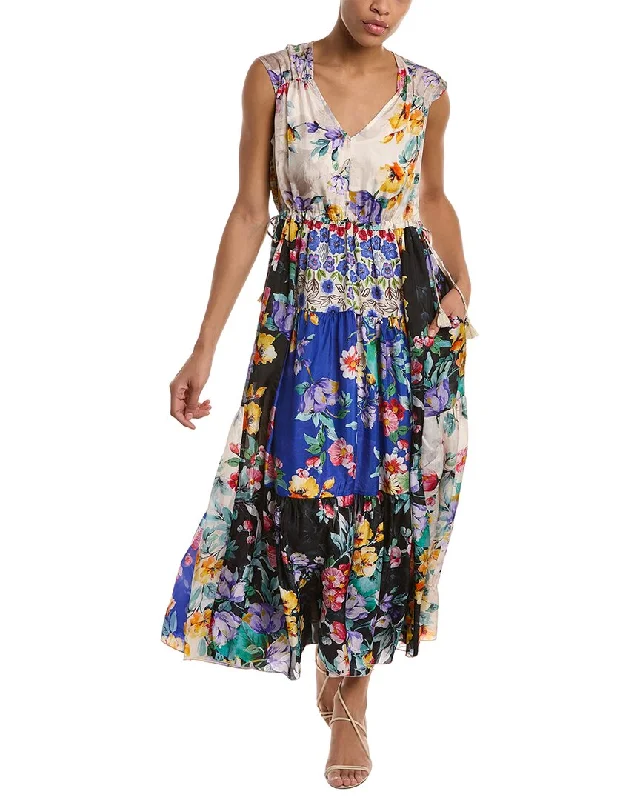 Johnny Was Sky Flower Natania Silk Dress Stylish unclassified dresses