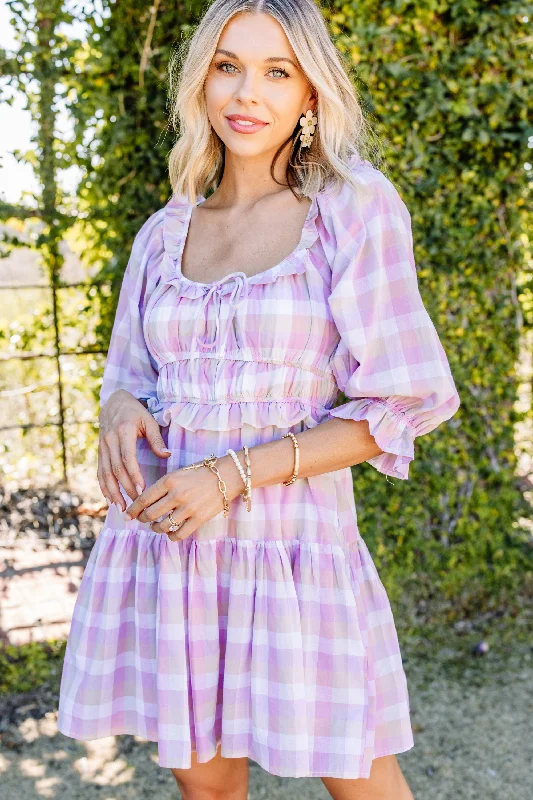 Lost In Love Lavender Purple Gingham Dress Vacation unclassified dresses