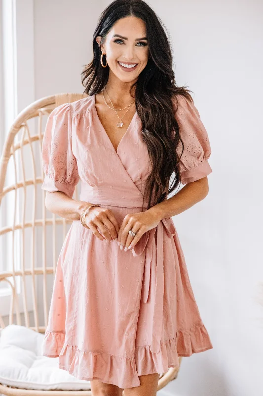Love Me For Me Blush Pink Swiss Dot Wrap Dress Beach unclassified dresses