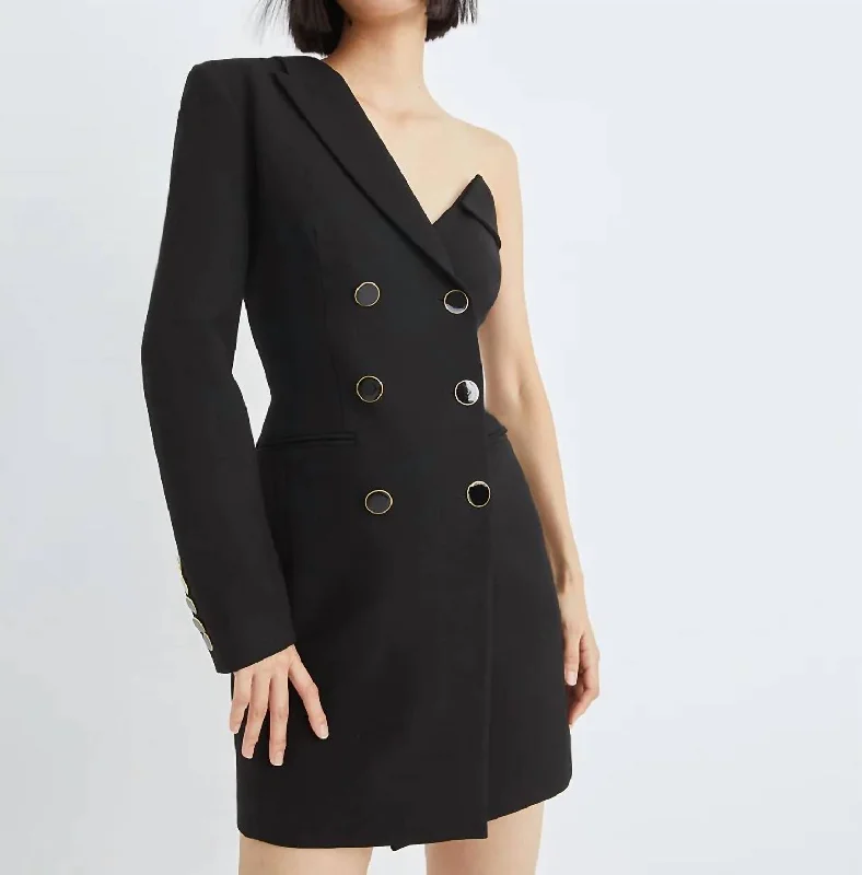 Middleton One-Shoulder Jacket Dress In Black Long sleeve unclassified dresses