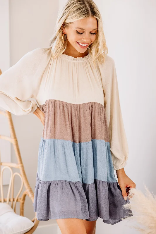 Near To My Heart Dusty Blue Colorblock Dress Budget-friendly unclassified dresses