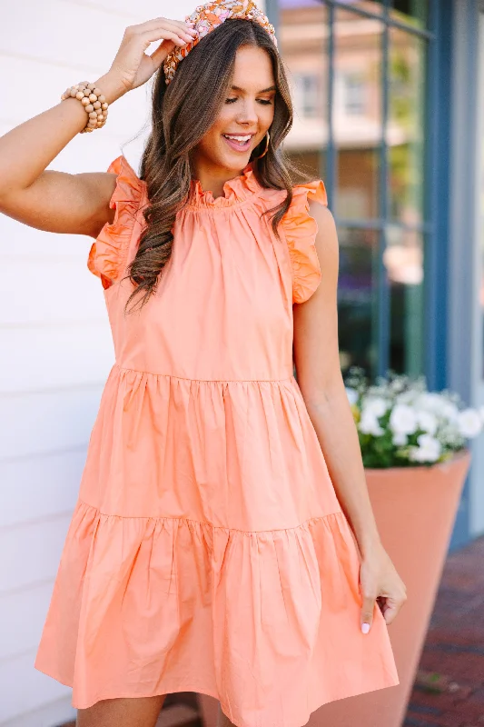 No Worries Orange Ruffled Dress Luxury unclassified dresses