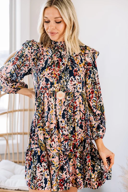 Nothing To Lose Navy and Peach Babydoll Dress Designer unclassified dresses