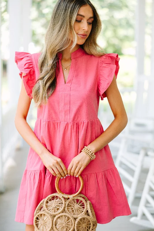 On The Move Rouge Pink Ruffled Babydoll Dress Short unclassified dresses