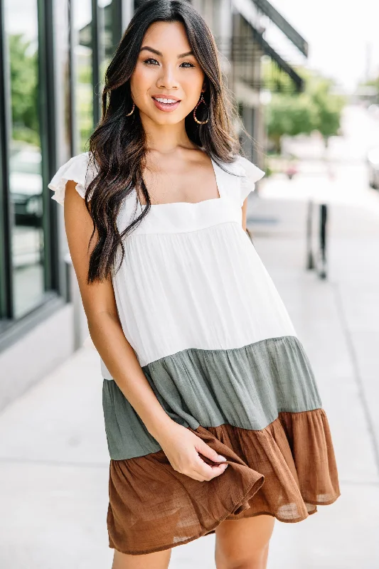 On Your Best Day Olive Green Colorblock Dress Flowy unclassified dresses