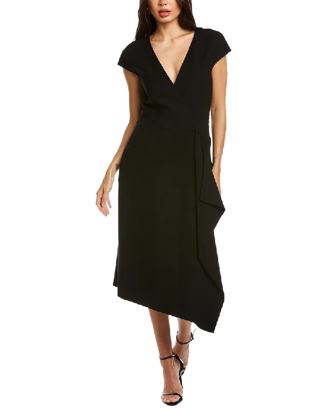 Oscar de la Renta Wool-Blend Wrap Dress One-shoulder unclassified dresses