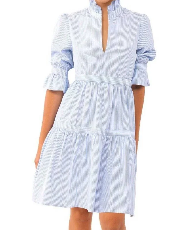 Teardrop Dress - Stripe Wash & Wear In Periwinkle Color block unclassified dresses