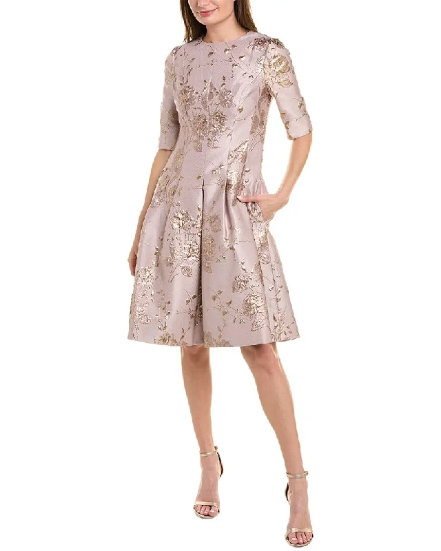 Teri Jon by Rickie Freeman Metallic Jacquard A-Line Dress Street style unclassified dresses