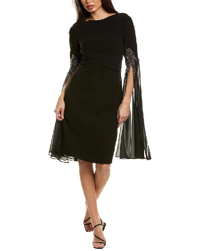 Teri Jon by Rickie Freeman Oversized Bell-Sleeve Dress Satin unclassified dresses