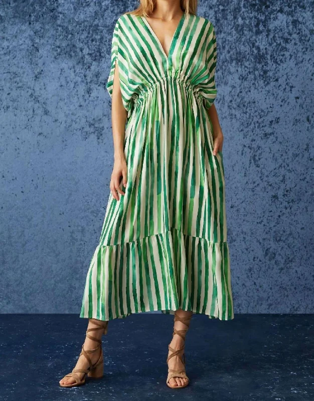 Venus Caftan Dress in Bamboo Cabana Long sleeve unclassified dresses