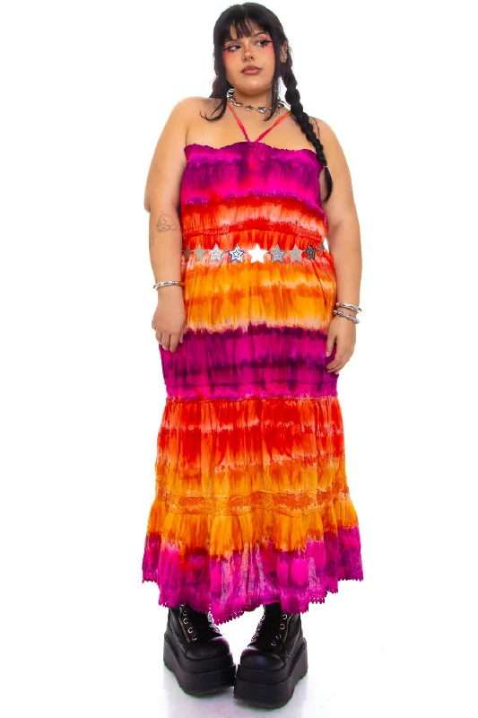 Vintage Y2K Sunset Tie-Die Dress - 2X/3X Flowy unclassified dresses