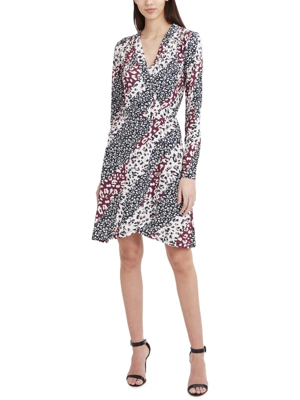 Womens Animal Print Surplice Wrap Dress Breathable unclassified dresses