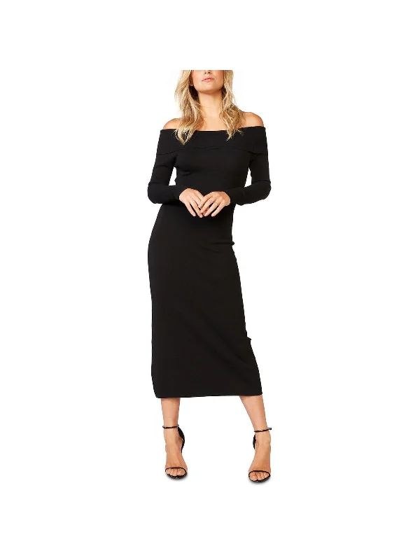 Womens Knit Off-The-Shoulder Sheath Dress Boho unclassified dresses