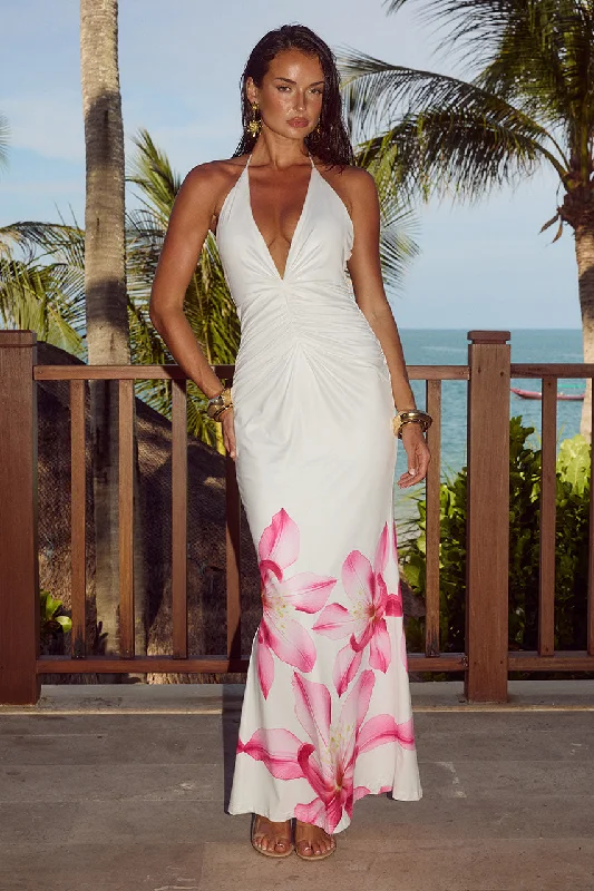 PRIMROSE MAXI DRESS - PINK FLOWER Velvet Maxi Skirt