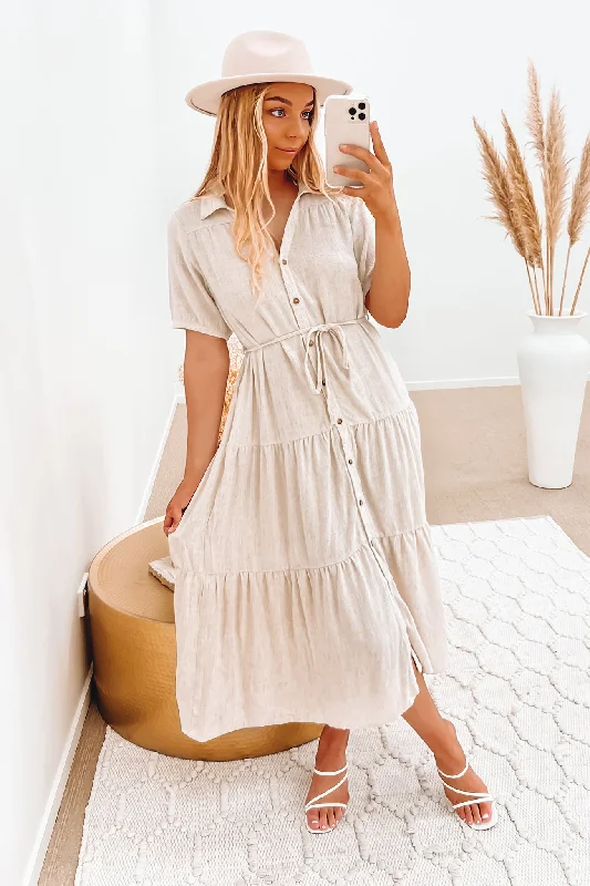 Griffin Midi Dress Beige Long Midi Skirt