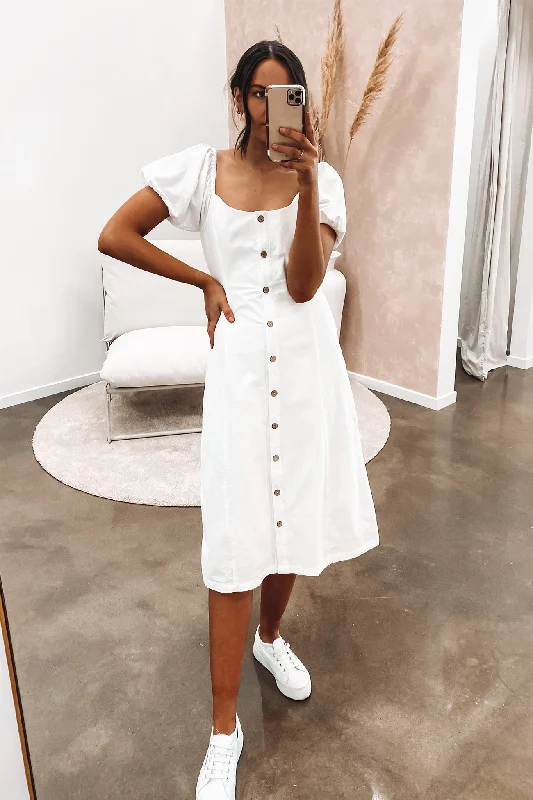 Savanna Midi Dress White Boho Chic Midi