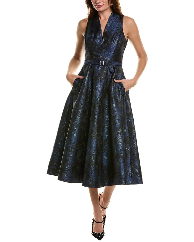 Taylor Metallic Jacquard Taffeta Printed Midi Dress Cotton Midi Skirt